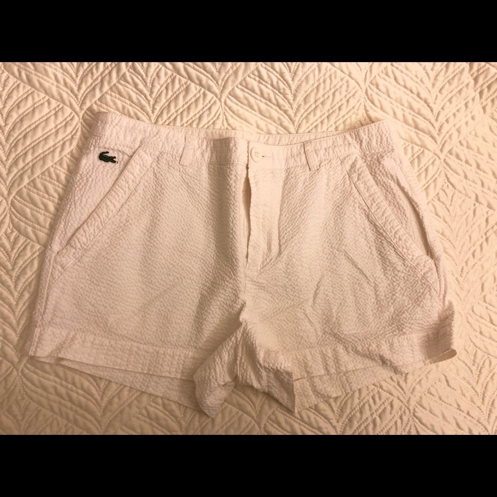 White Lacoste high rise cotton shorts